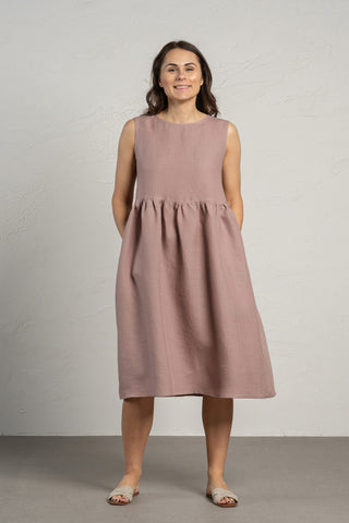 Linen Smock Dress Maya Faded Rose - XS / Faded Rose
