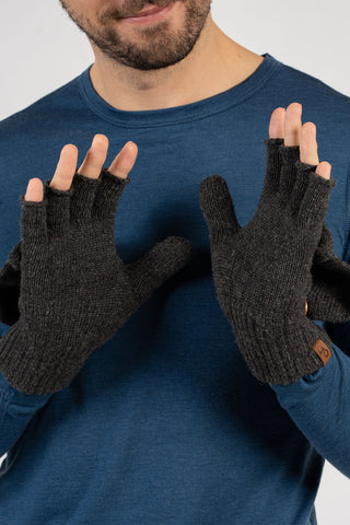 Men's Knit Convertible Mittens Merino - One Size / Dark Gray