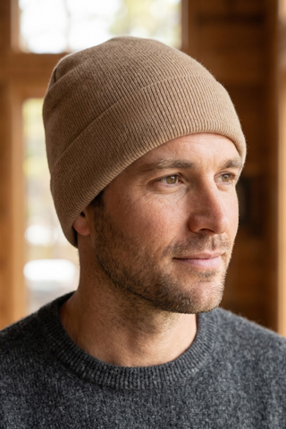 Men's Knit Beanie Cashmere Blend - One Size / Creamy Beige