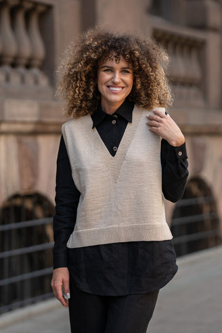 Women's Merino Wool Vest Isla - S/M / Beige