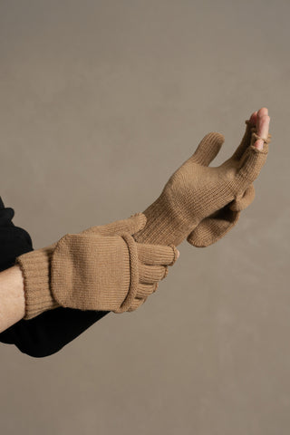 Men's Knit Convertible Mittens Merino - One Size / Caramel Brown