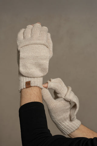 Men's Knit Convertible Mittens Merino - One Size / Creamy Beige