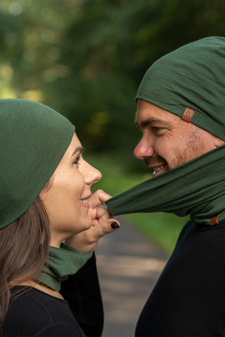 Unisex Merino Beanie & Gaiter 2-Piece Dark Green - One Size / Dark Green