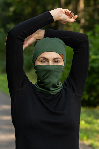 Unisex Merino Beanie & Gaiter 2-Piece Dark Green - One Size / Dark Green