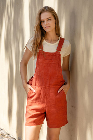 Linen Romper Nino - XS / Cinnamon Red