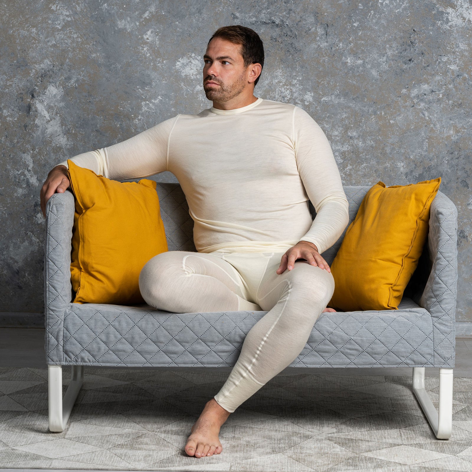 Men's 160 Long Sleeve & Bottom 2-Piece Natural Front