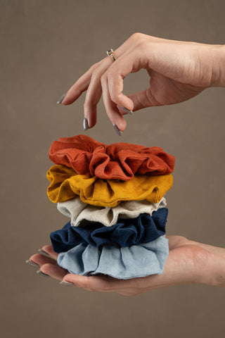 Linen Hair Scrunchie - One Size / Spicy Yellow