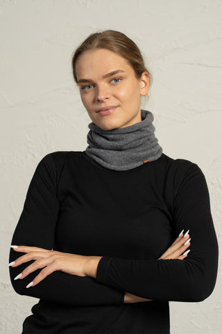 Women's Cashmere Knit Snood Gaiter - One Size / Dark Gray