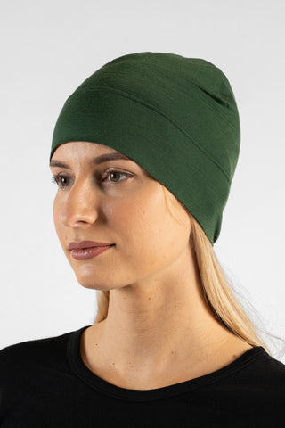 Women's 160gsm Merino Skull Cap - One Size / Dark Green