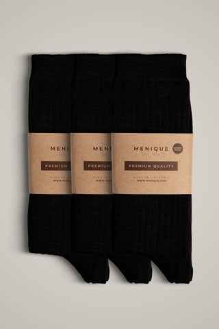 Women’s Merino Rib Socks 3-Pack - One Size / Black