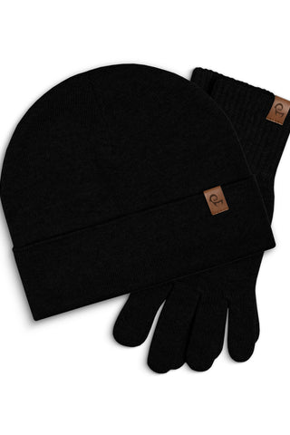 Women's Cashmere Beanie & Gloves 2-Piece - One Size / Black