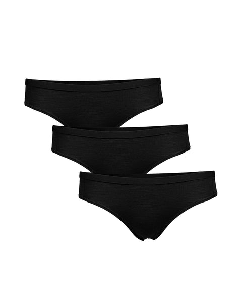 Women's Merino 160 Bikini Briefs Black 3-Pack