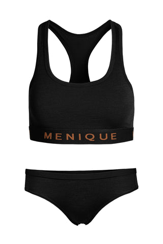 Women's Sport Bra & Bikini Briefs 2-Piece - S / Black