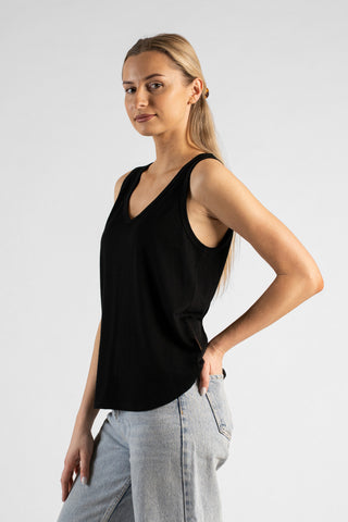 Women's Regular Fit V-Neck Top - XS / Black