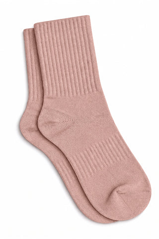 Kids' Natural Cotton Crew Socks - 1-2 Y / Dusty Pink