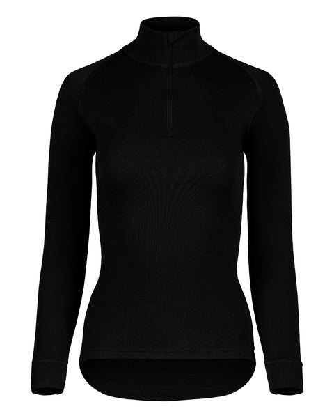 Women's 250 Zip Neck Top Black Front