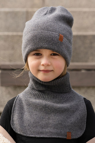 Kids' Knit Dickie Neck Warmer Cashmere Blend - 0-3Y / Dark Gray