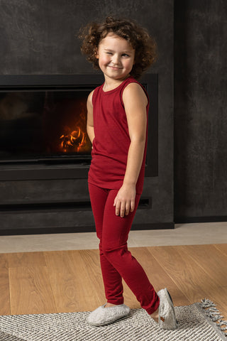 Kids' Merino Tank Top & Bottom 2-Piece Royal Cherry - 1-2Y / Royal Cherry