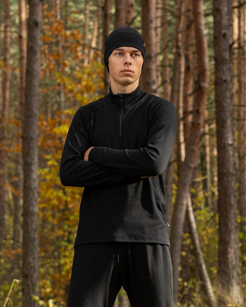 Men's Merino 250 Zip neck top Black